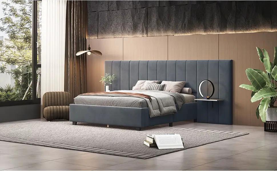 Upholstered Platform Bed With Big Headboard by HouseOfZazla