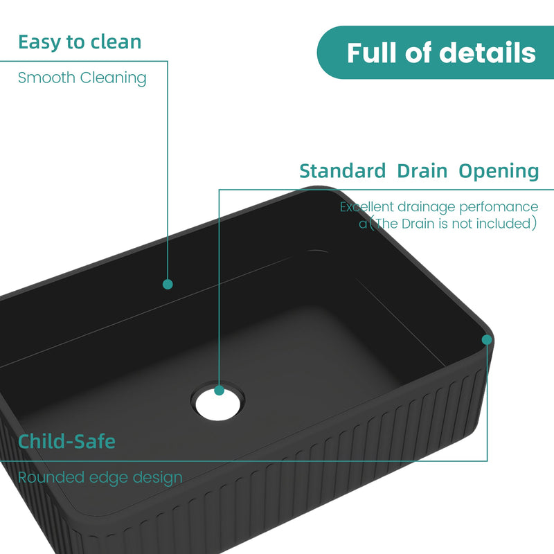 BB17 Integrated Black Ceramic Bathroom Vanity Sink by HouseOfZazla