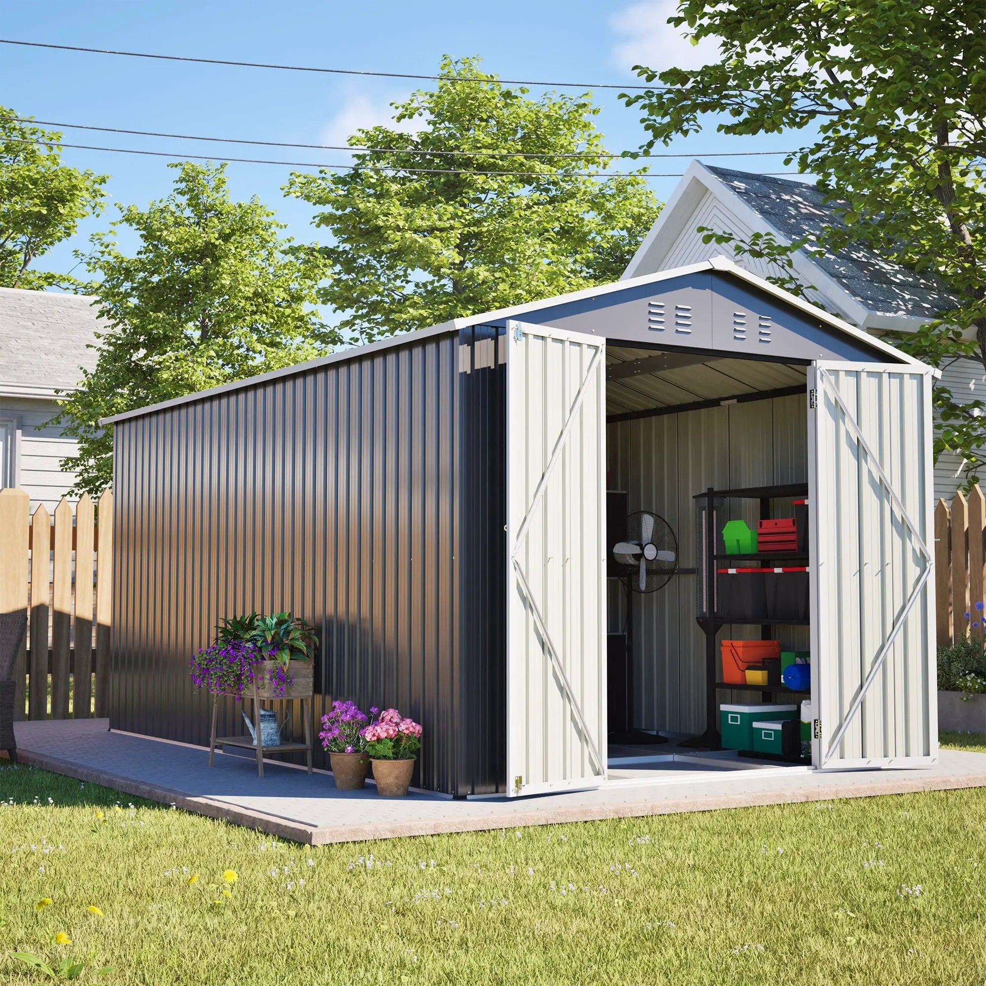 Lockable Secure Metal Shed 8x12 FT by HouseOfZazla