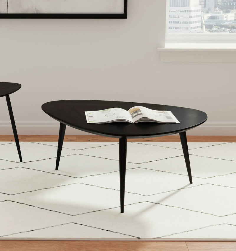 Odessa Triangular Solid Wood Coffee Table Black by Unique Piece Furniture