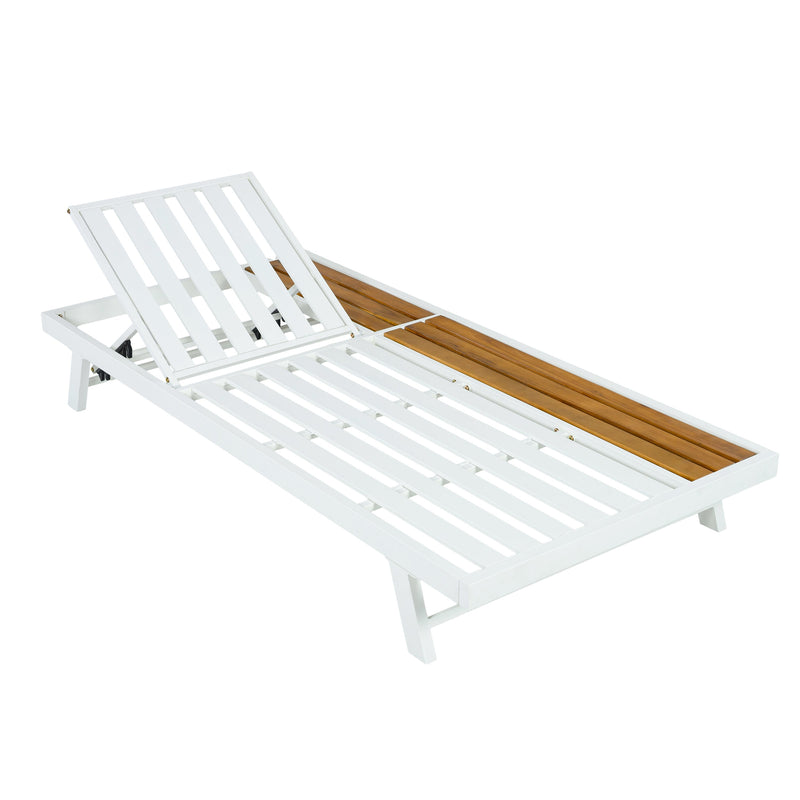 White Iron + Teak Finish Chaise Lounge Frame by HouseOfZazla