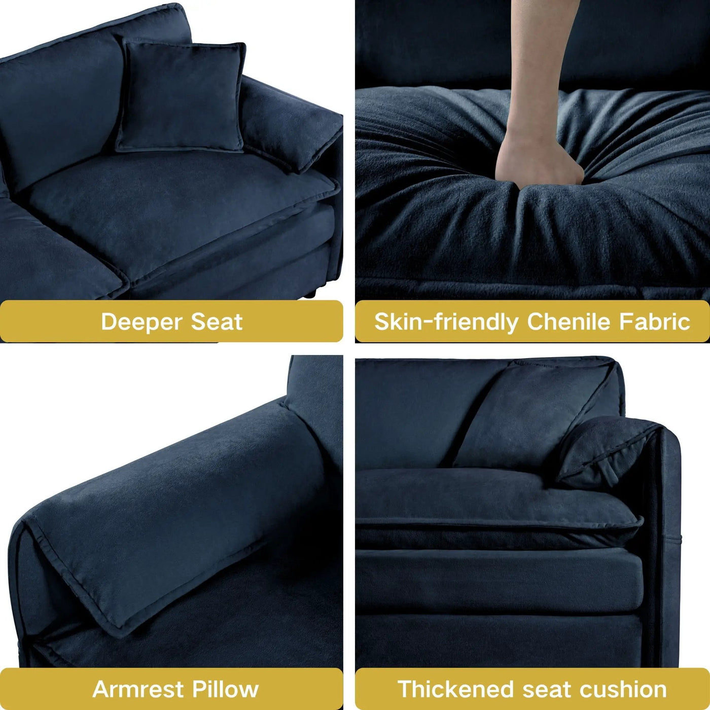 Modern Comfy Deep Seat Modular Sectional Sofa Cloud Couch With Ottoman by HouseOfZazla