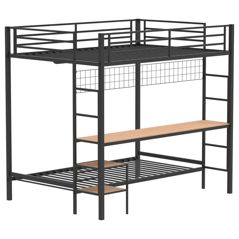 Bettoni Metal Full Over Twin Workstation Bunk Bed Matte Black by Unique Piece Furniture