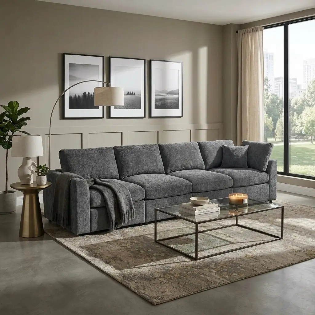 U-Style 130.3" Modular Sectional Sofa, 4-Seater by HouseOfZazla