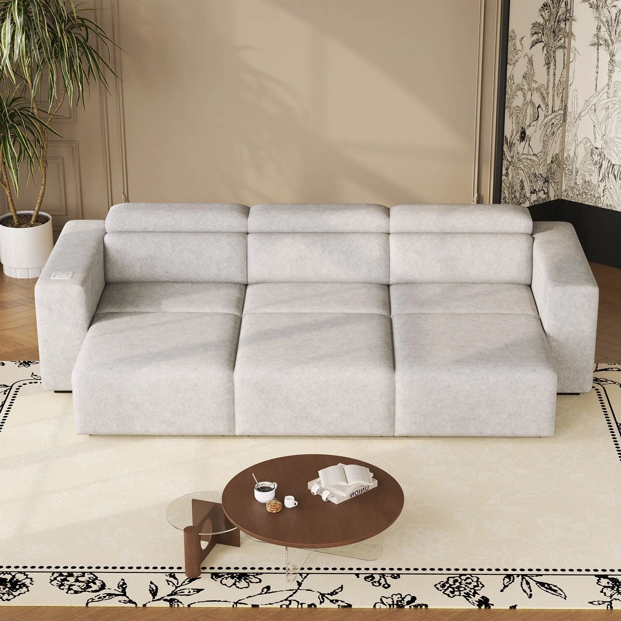 3 Seater Power Recliner Sofa With Wireless Charging And Remote Control by HouseOfZazla