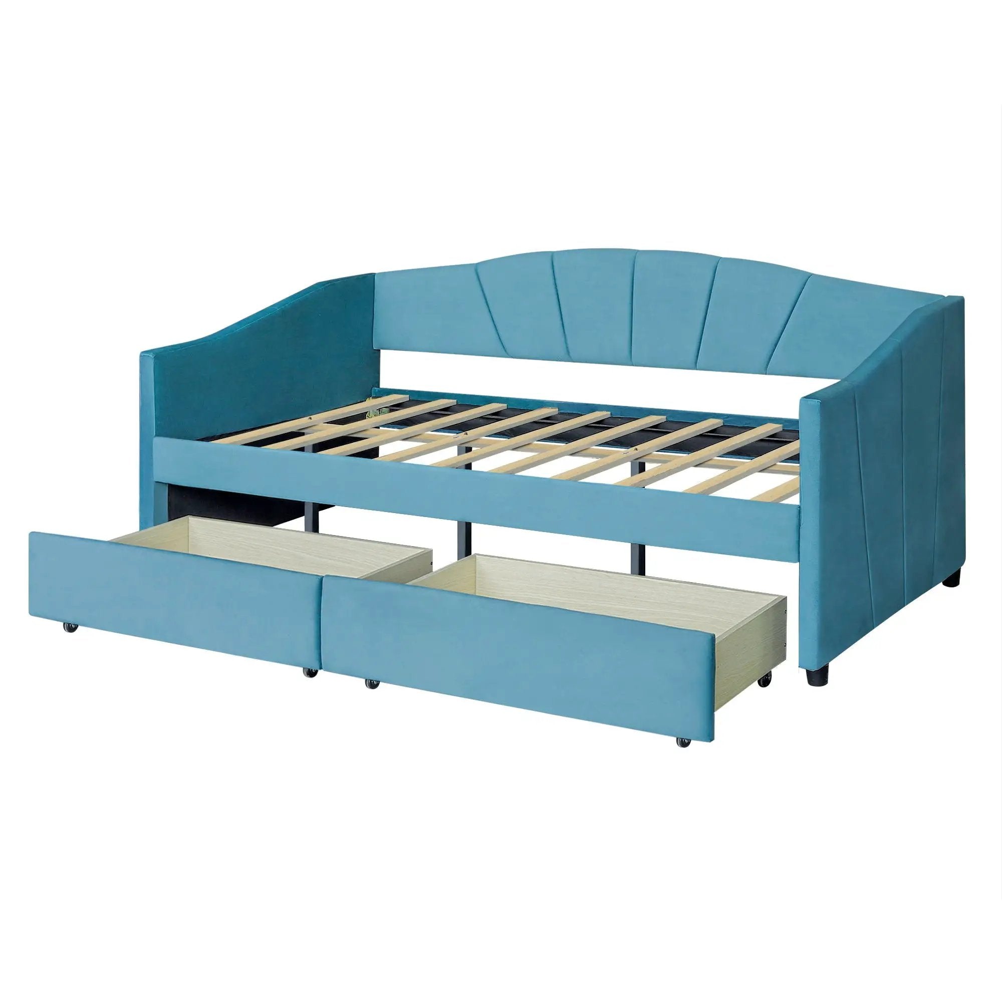Upholstered Daybed With Two Drawers And Wood Slat by HouseOfZazla