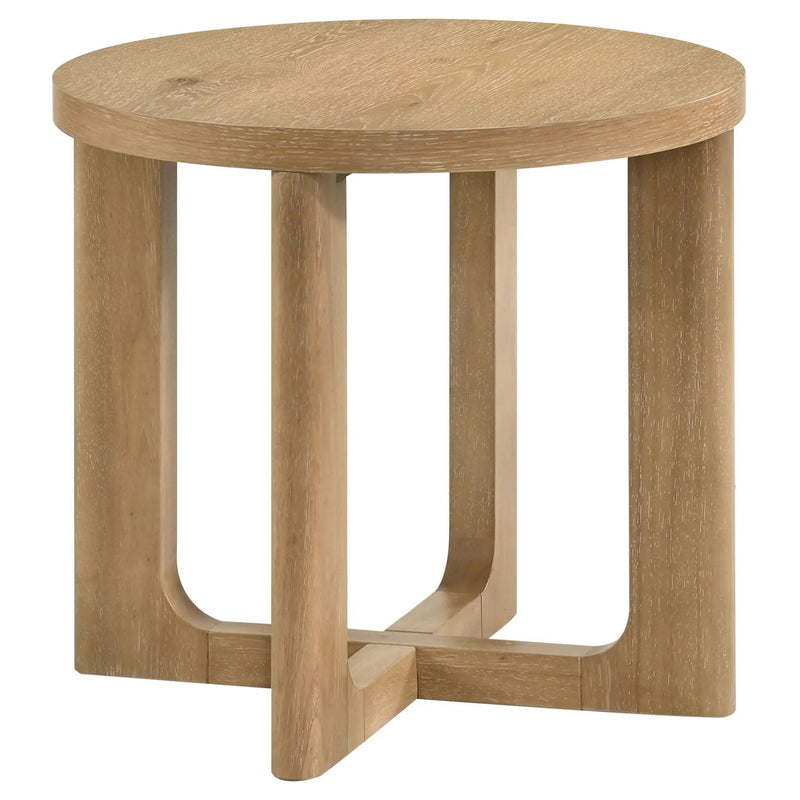 Kessler 3-piece Round Sculptural Wood Coffee Table Set Light Oak by Unique Piece Furniture