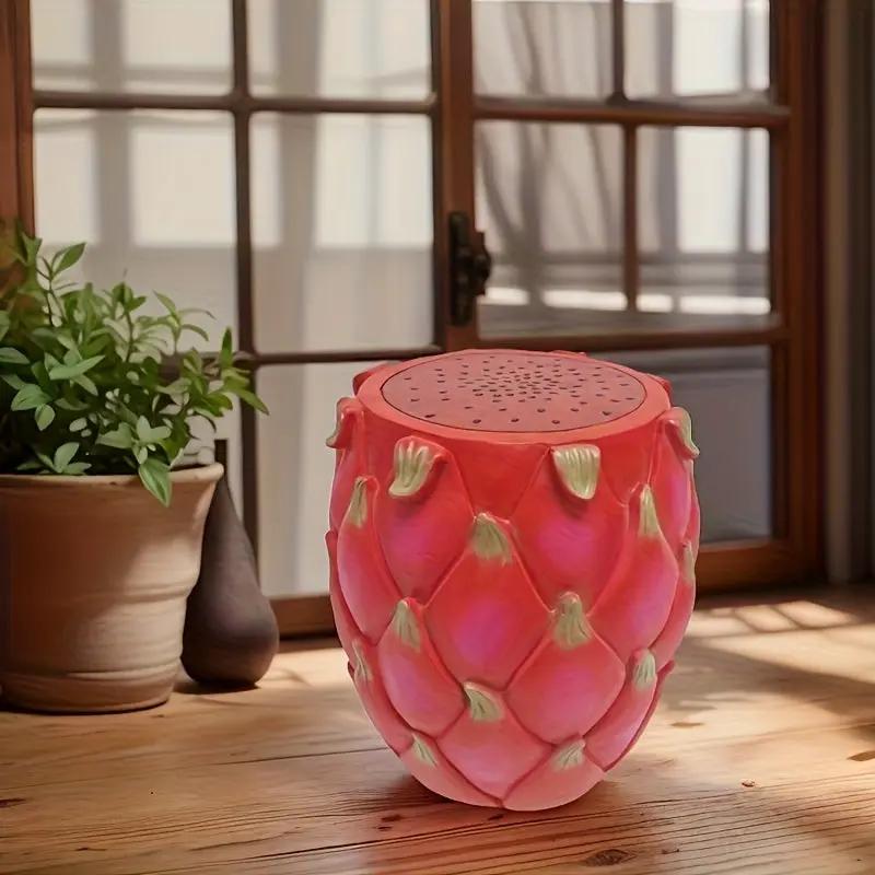 13.4' Oversized Resin Dragon Fruit Stool, Multi-Purpose Side Table & Plant Stand by HouseOfZazla