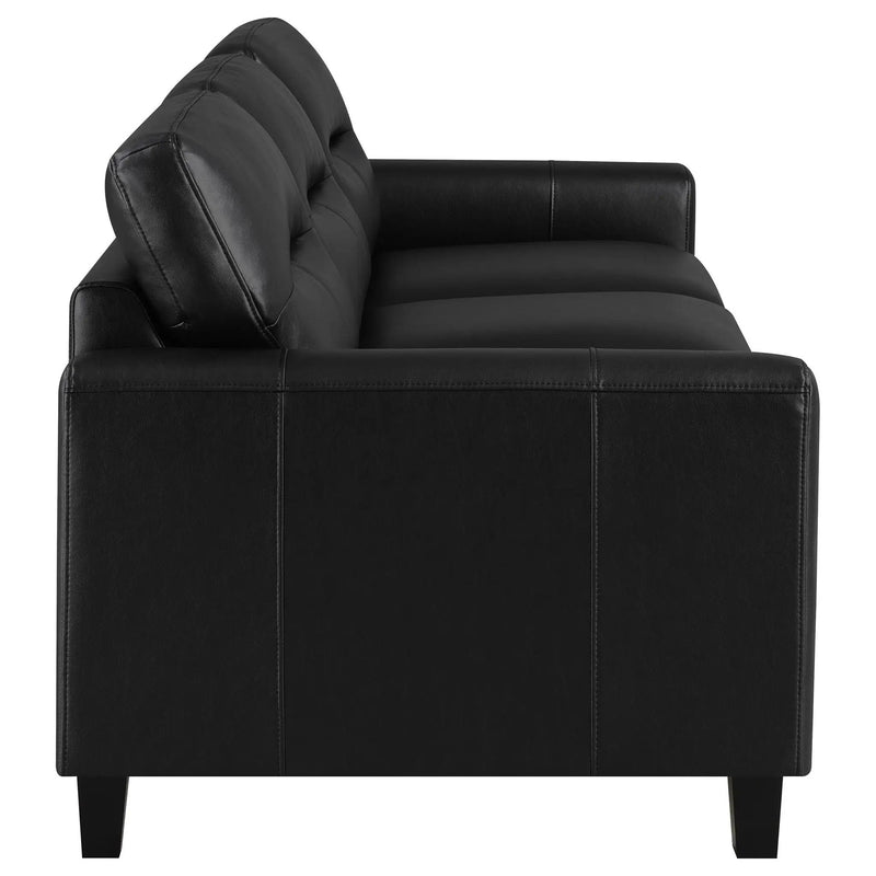 Scotland 2-piece Faux Leather Upholstered Sofa Set Black by Unique Piece Furniture