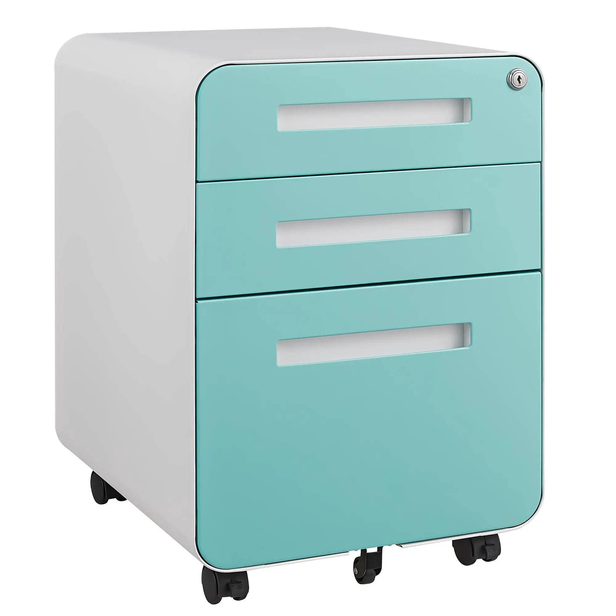 3 Drawer Mobile File Cabinet Under Desk Office, Simple Style Versatile Storage Cabinet For Legal / Letter / A4 Files, 5 Wheel Design Anti-Tilting Cold Rolled Steel Waterproof Moisture-Proof by HouseOfZazla