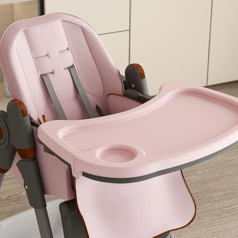 Adjustable Baby High Chair 0-6 Years, Portable Infant Feeding Seat With Safety Belt, Silent Lockable Wheels by HouseOfZazla