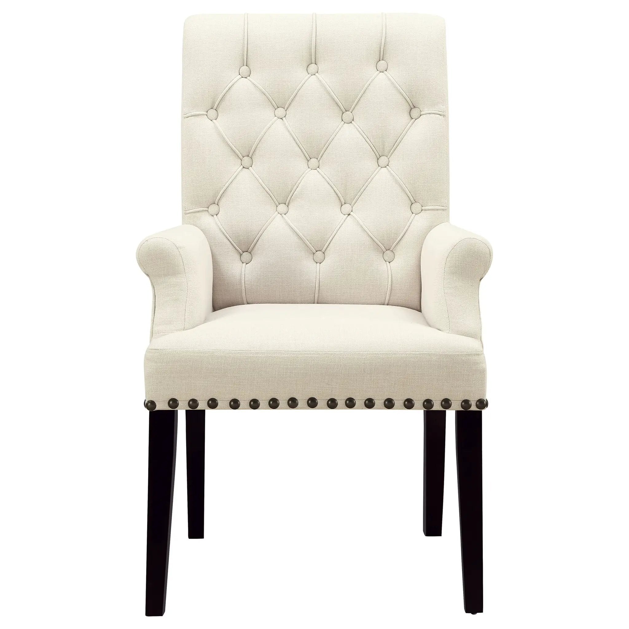 Vaughn - Upholstered Dining Chair With Tapered Legs And Nailhead Trim - Beige by HouseOfZazla