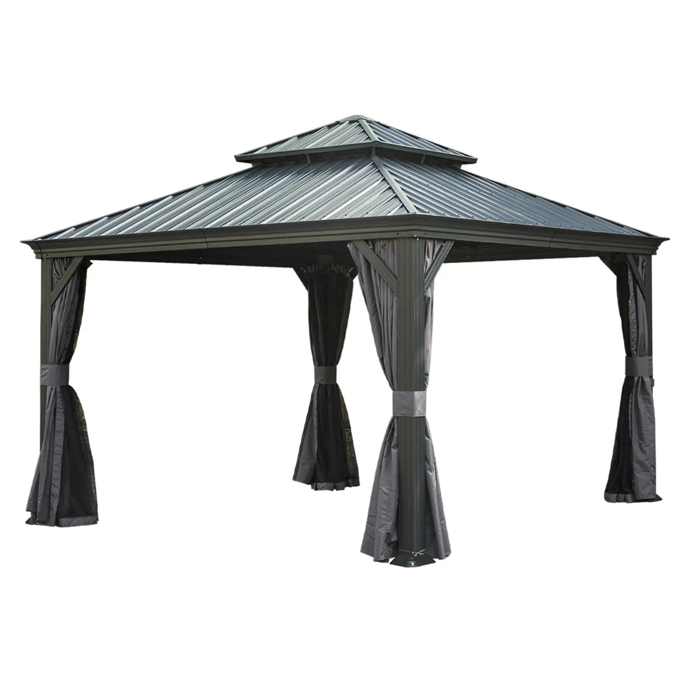 13x13FT Outdoor Hardtop Gazebo with Galvanized Steel Double Roof by HouseOfZazla