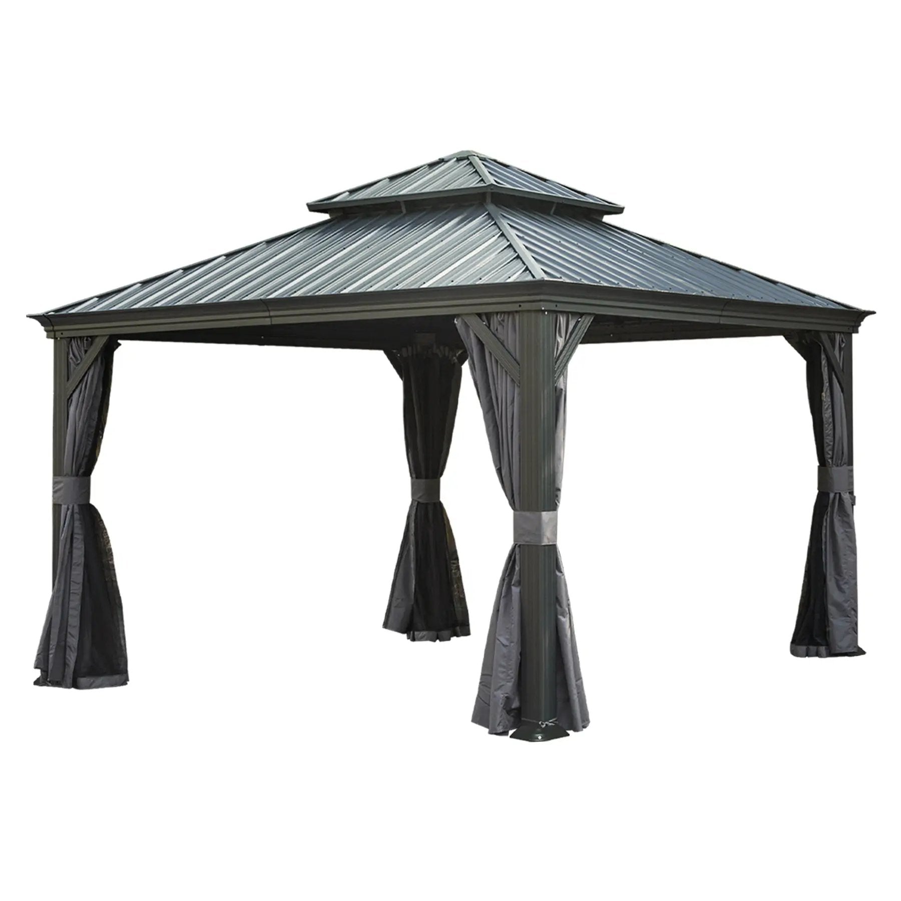 13x13FT Outdoor Hardtop Gazebo with Galvanized Steel Double Roof by HouseOfZazla