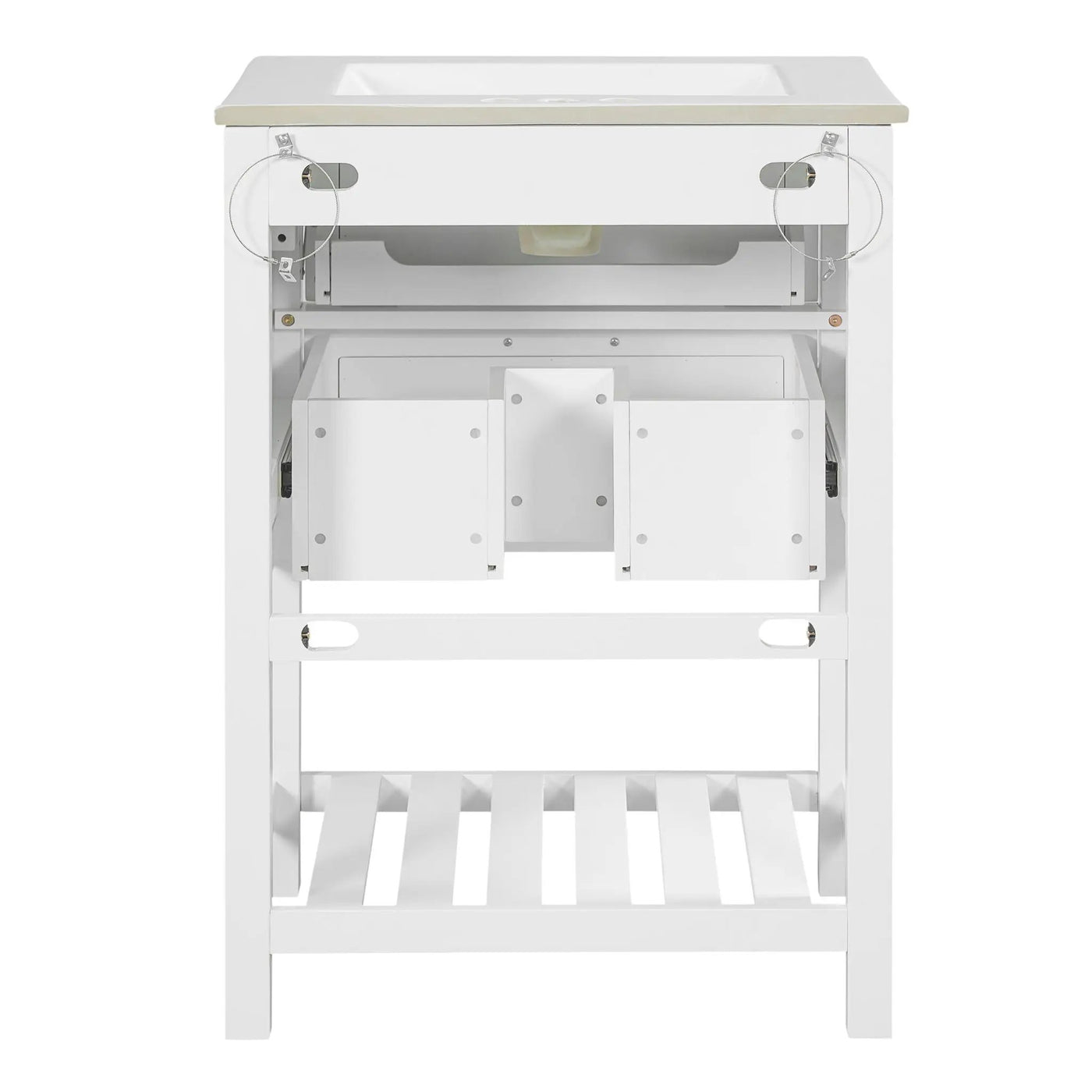 Modern Bathroom Vanity With Integrated Sink, Cabinet With 1 Deep Drawer And 1 Tip-Out Drawer by HouseOfZazla