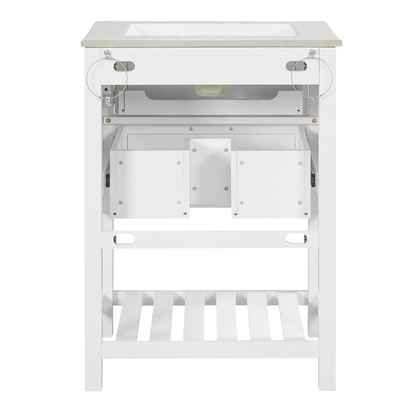 Modern Bathroom Vanity With Integrated Sink, Cabinet With 1 Deep Drawer And 1 Tip-Out Drawer by HouseOfZazla