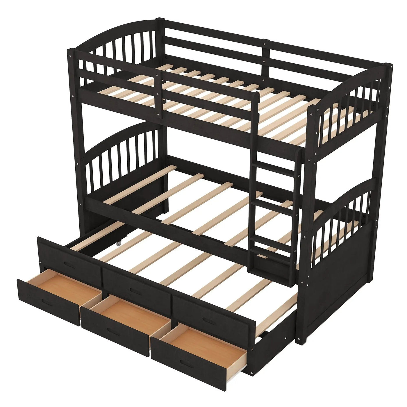 Bunk Bed With Trundle And Drawers, Arched Headboard And Footboard by HouseOfZazla