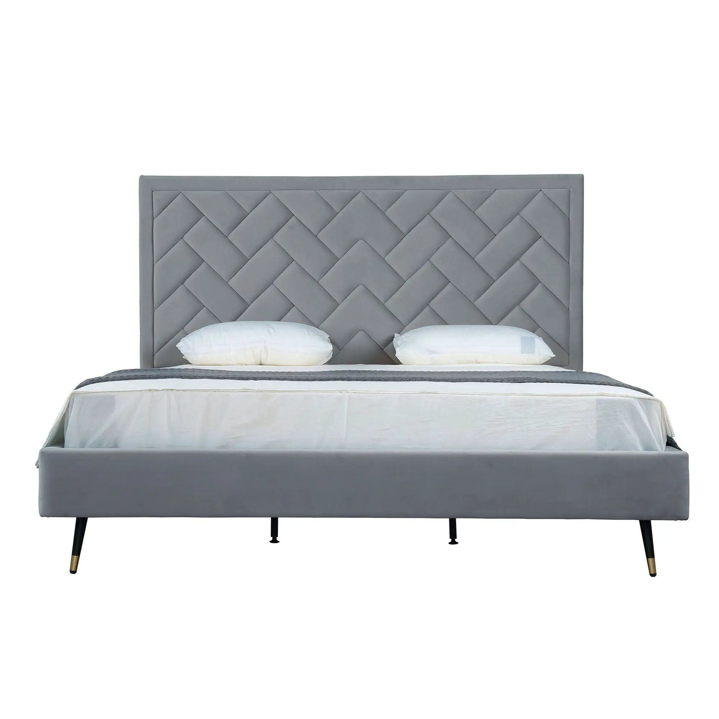 Crosby - Bed With Upholstered Headboard And Slats by HouseOfZazla