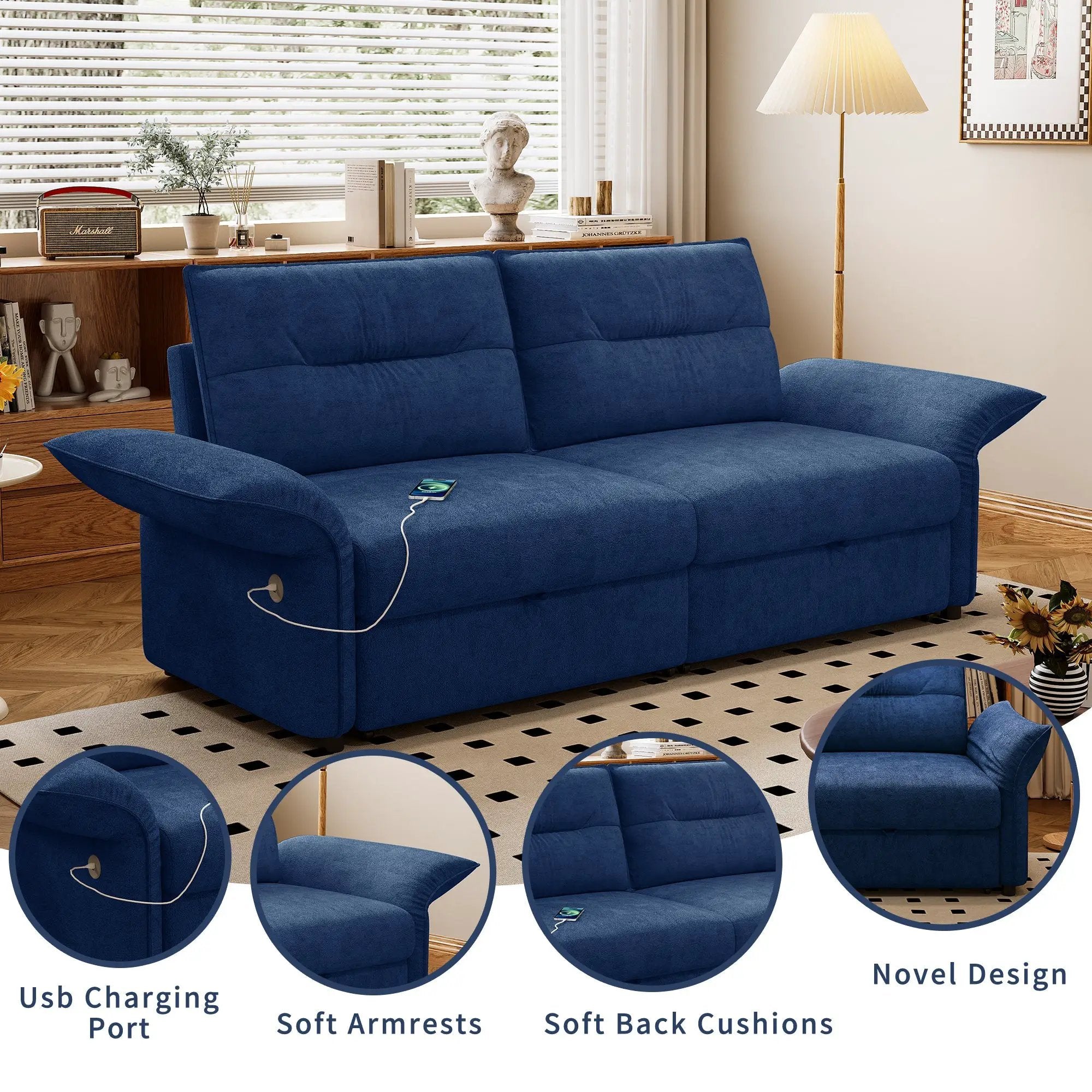 Multi-Functional 85-Inch Convertible Sofa Bed by HouseOfZazla