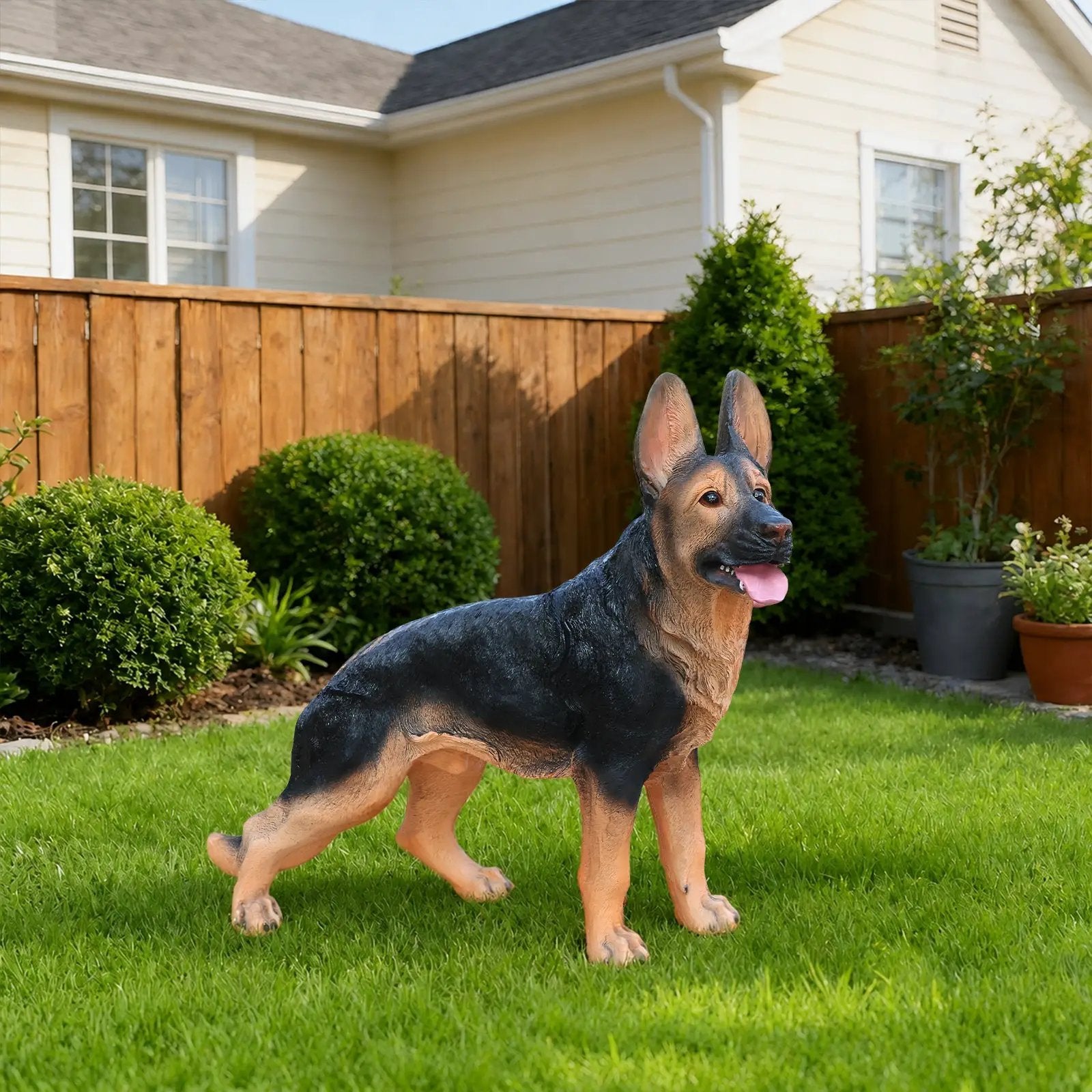 Outdoor German Shepherd Dog Statue Greeter Garden Decor by HouseOfZazla