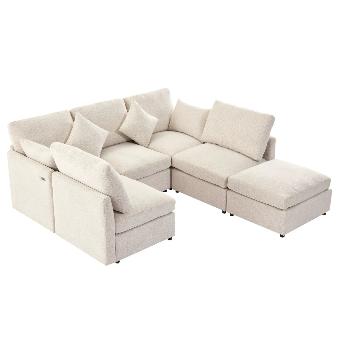 Sectional Sofa Modular U-Shaped With Ottoman & USB Ports by HouseOfZazla