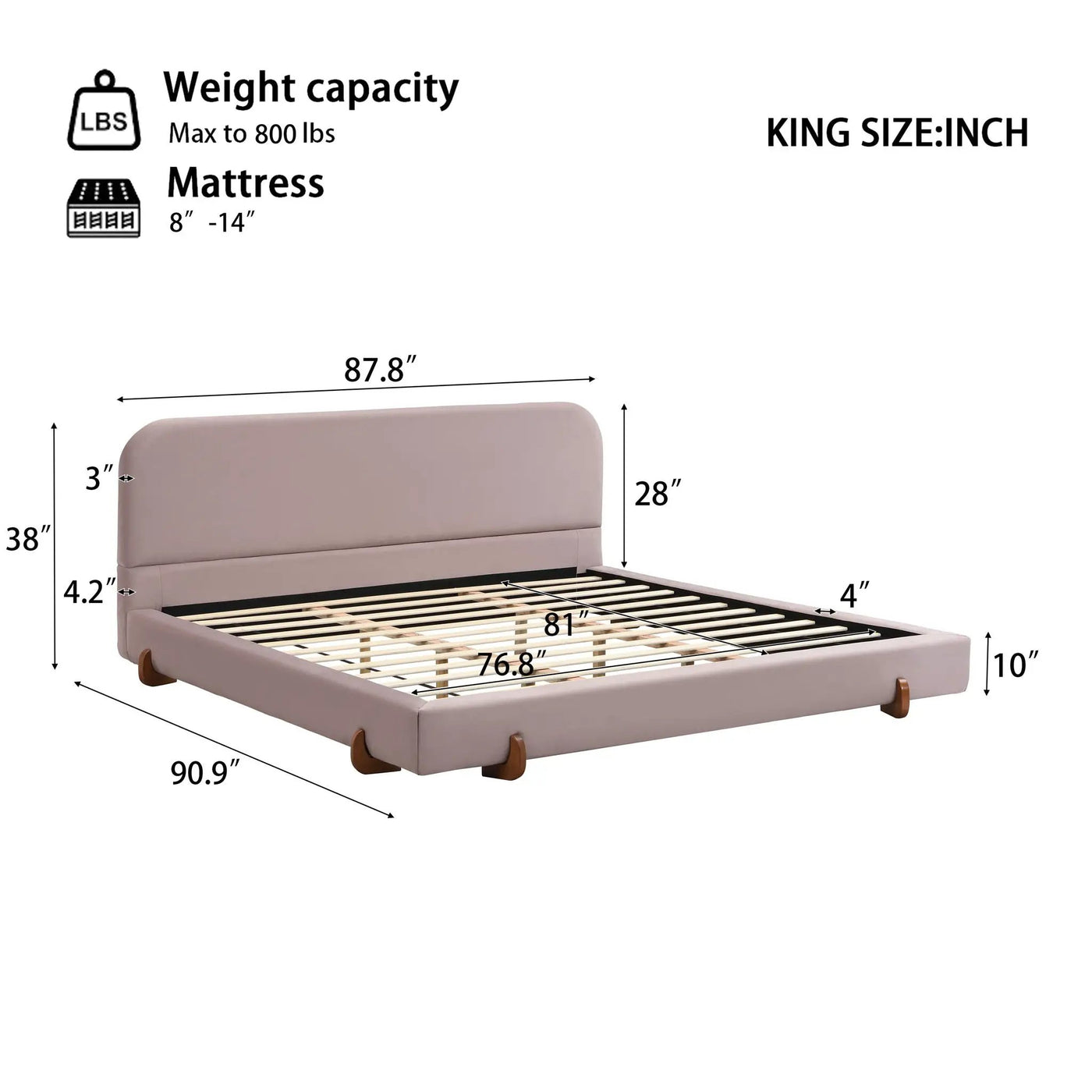 Elegant Upholstered Bed Frame by HouseOfZazla