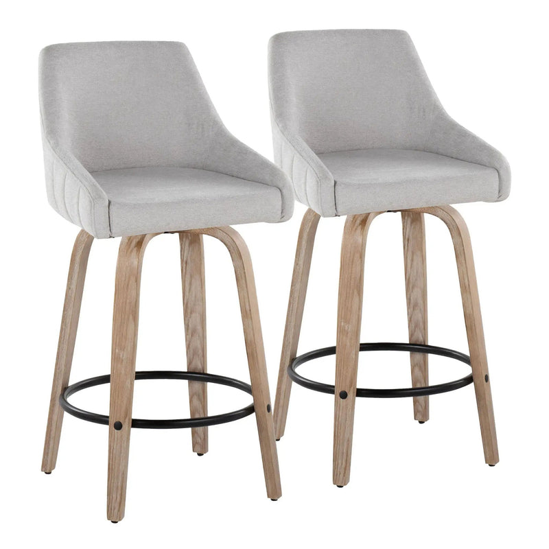 Hannah - Transitional Fixed Height Counter Stool With Swivel With Round Footrest (Set of 2) by Unique Piece Furniture