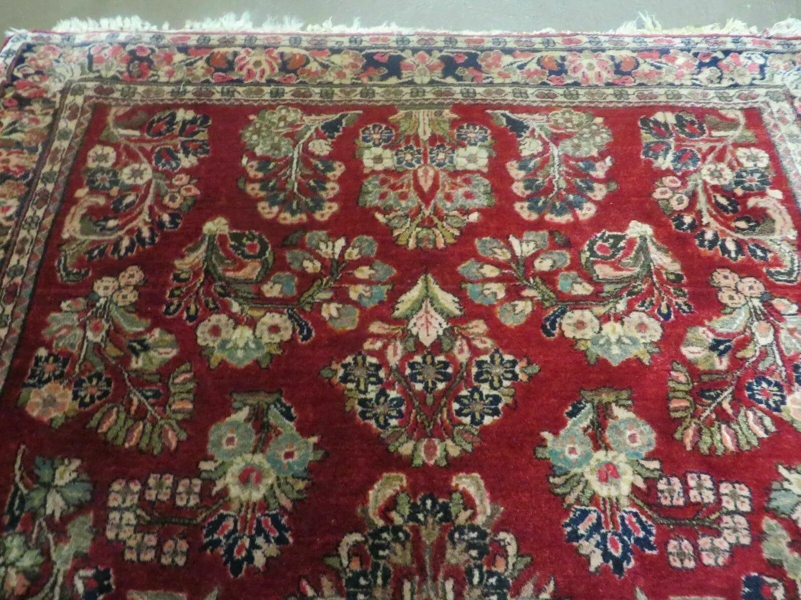 Red Persian Sarouk Rug 3x5, Antique Persian Carpet 1920s, Hand Knotted, Floral, Wool, Oriental Rug, Handmade Rug by Jewel Rugs