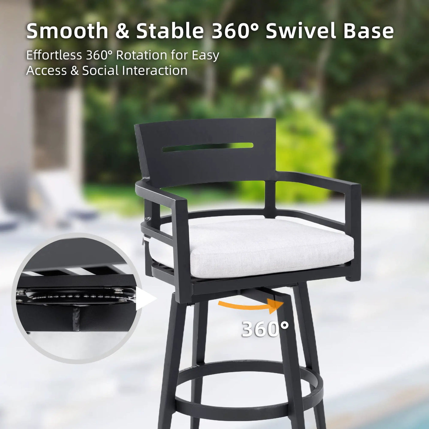 Outdoor Swivel Bar Chairs, 360 Degree Rotation, Ergonomic Backrest (Set of 2) by HouseOfZazla
