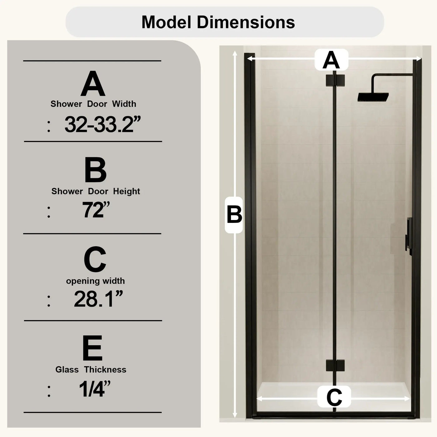 Semi Frameless Bifold Pivot Shower Door, Reversible Installation by HouseOfZazla