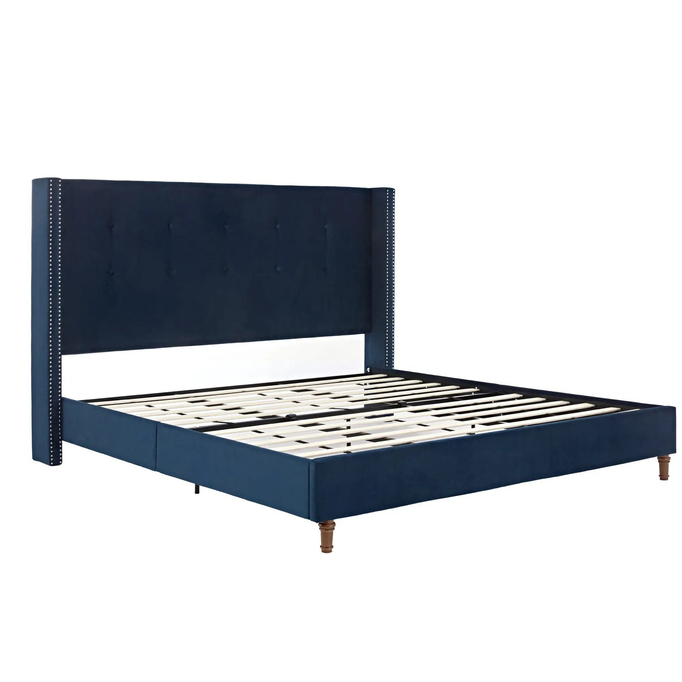 Peyton - Upholstered Bed With 54" High Headboard, Traditional Hand Buttoned Tufting by HouseOfZazla