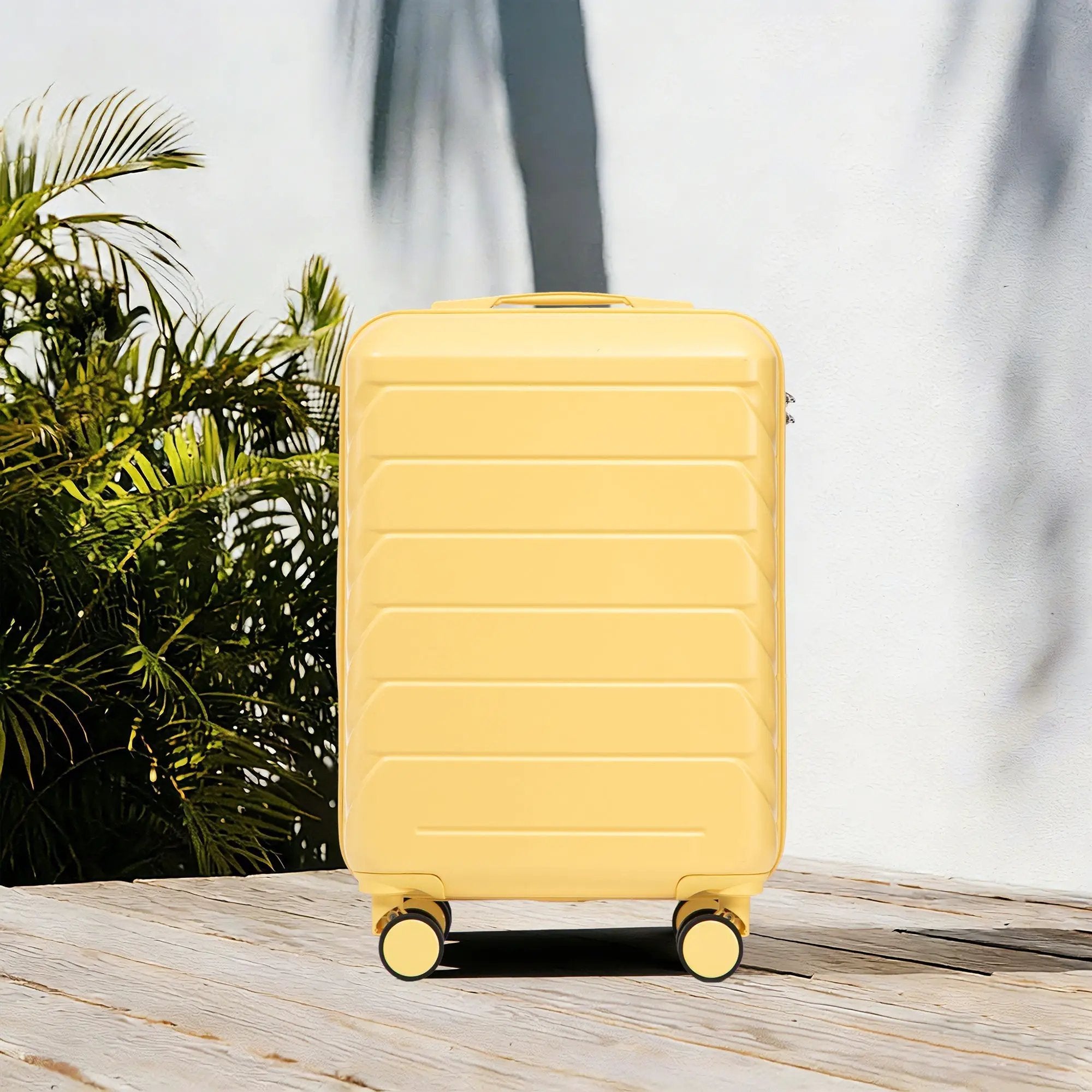 20 Inch ABS Hard Shell Travel Checked Luggage - Yellow by HouseOfZazla