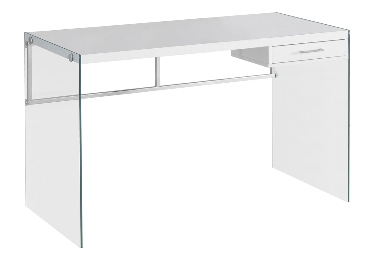Contemporary Computer Desk with Storage Drawers - Glass & Wood - Dark Gray, Dark Brown, White
