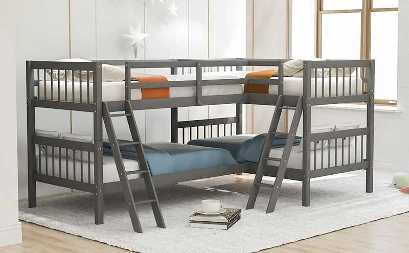 L Shaped Bunk Bed With Ladder by HouseOfZazla