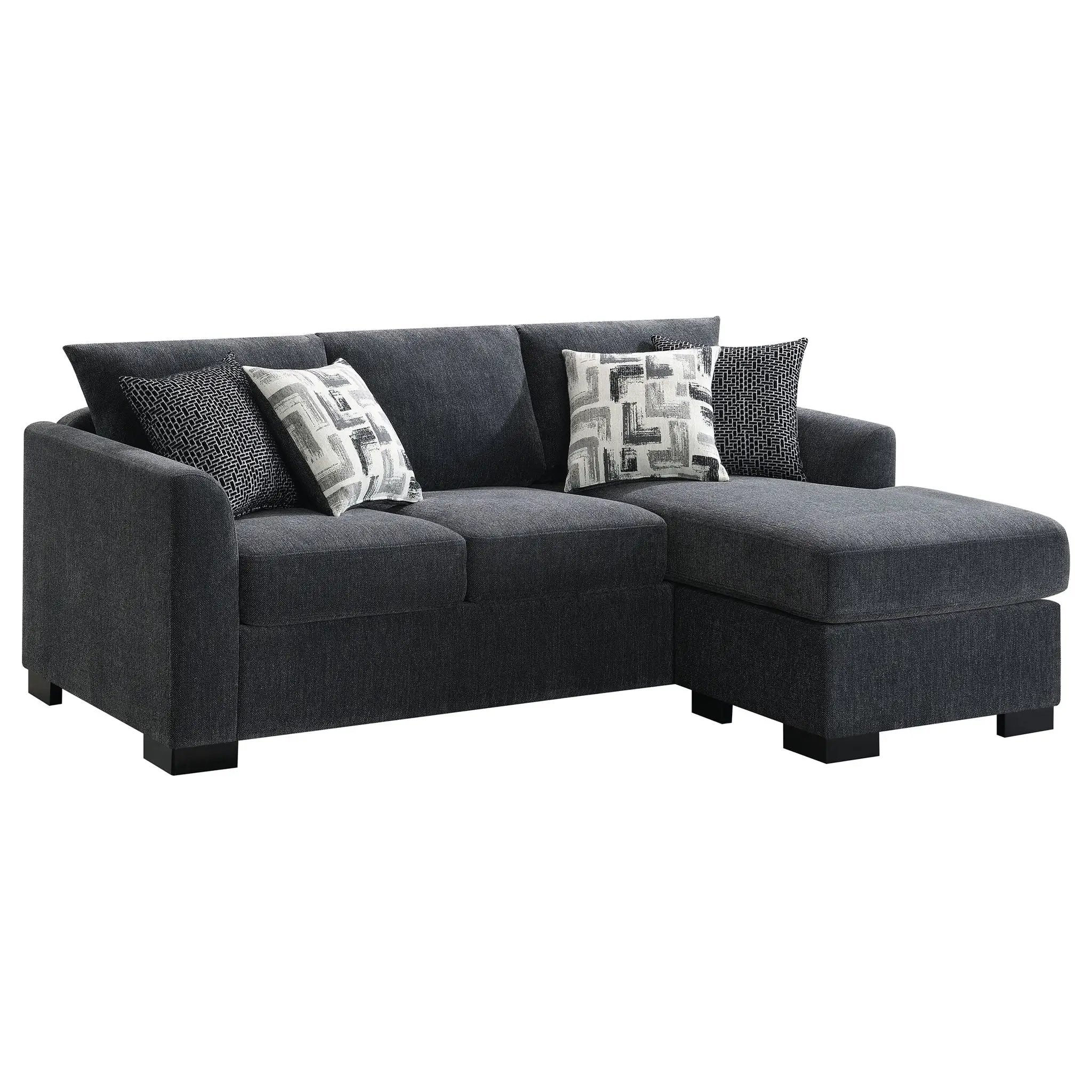 Storey Upholstered Sleeper Sectional Chaise Sofa Dark Grey by Unique Piece Furniture