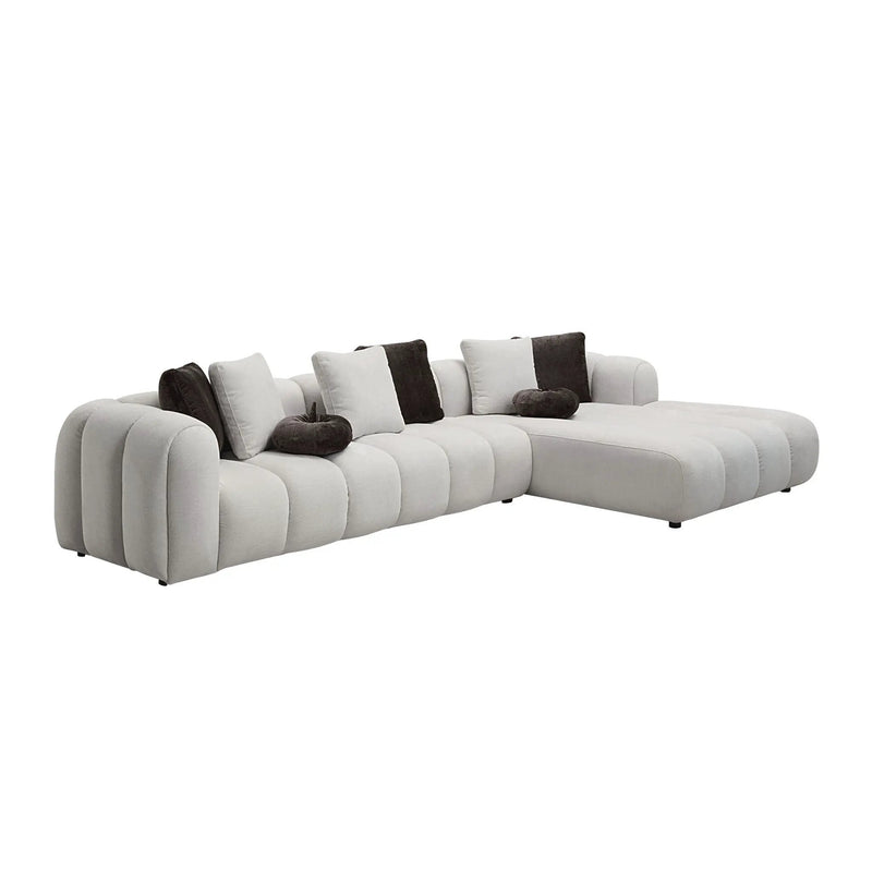 Manilla Sectional Sofa With 8 Pillows - Ivory White by HouseOfZazla