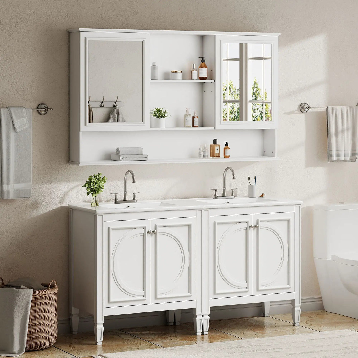 Double Sink Bathroom Vanity Set with Wall Mount Mirror Cabinet by HouseOfZazla