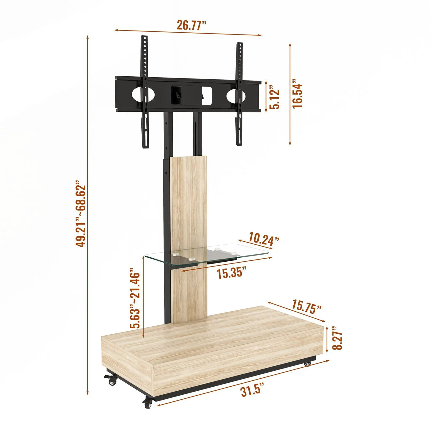 Adjustable Height Mobile TV Cart by HouseOfZazla