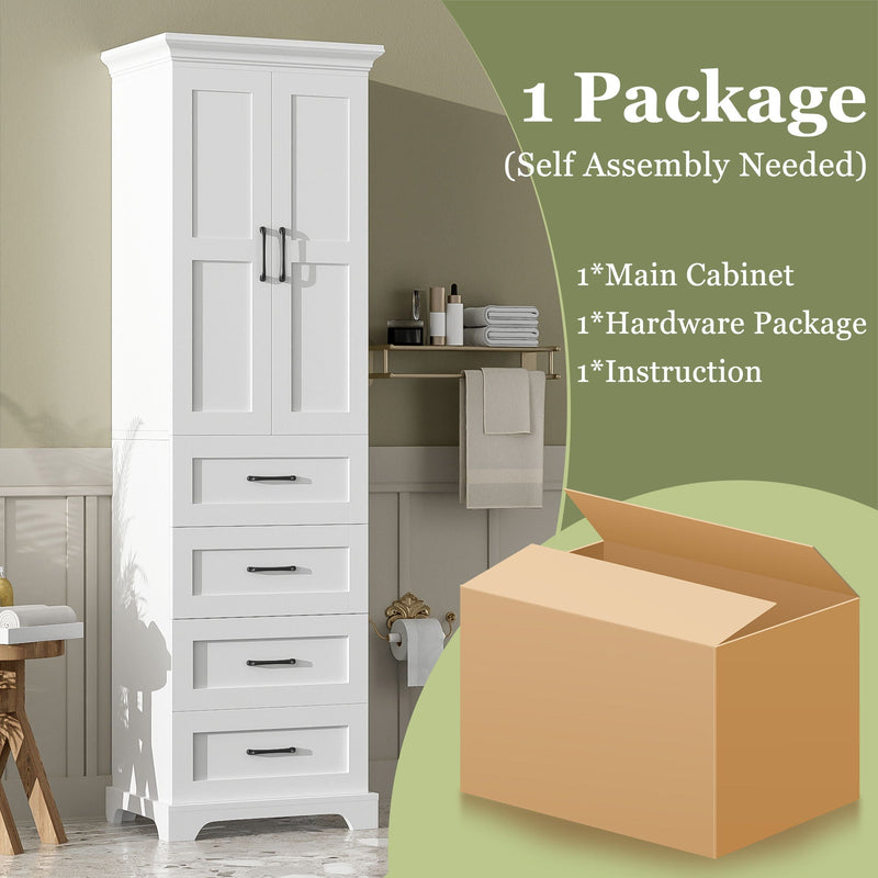 Bathroom Vanity With 2 Damping Hinge Doors, 3 Drawers, Adjustable Shelves - White by HouseOfZazla
