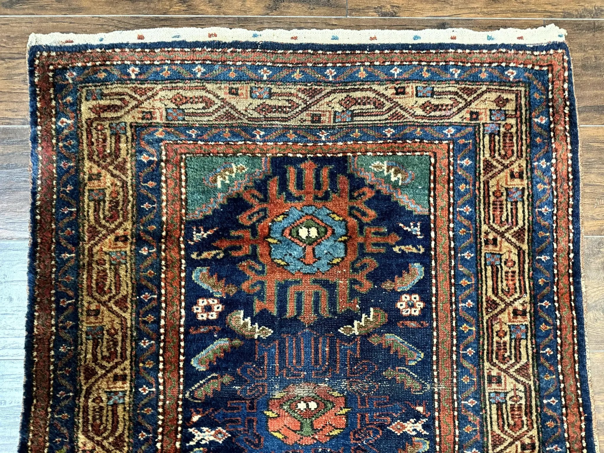 Antique Persian Sarab Runner 3x17, Blue Persian Runner Rug, Long Handmade Wool Carpet for Hallway, Rare, Tribal by Jewel Rugs