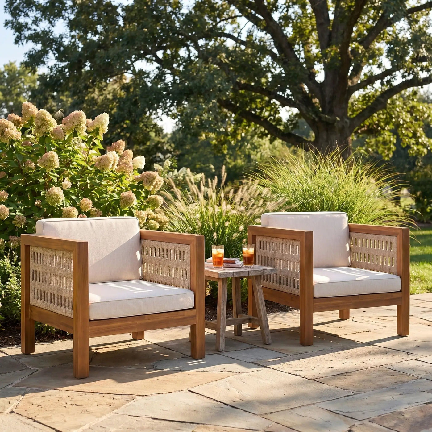 Outdoor Club Chair & Rope Arm And Cushions by HouseOfZazla