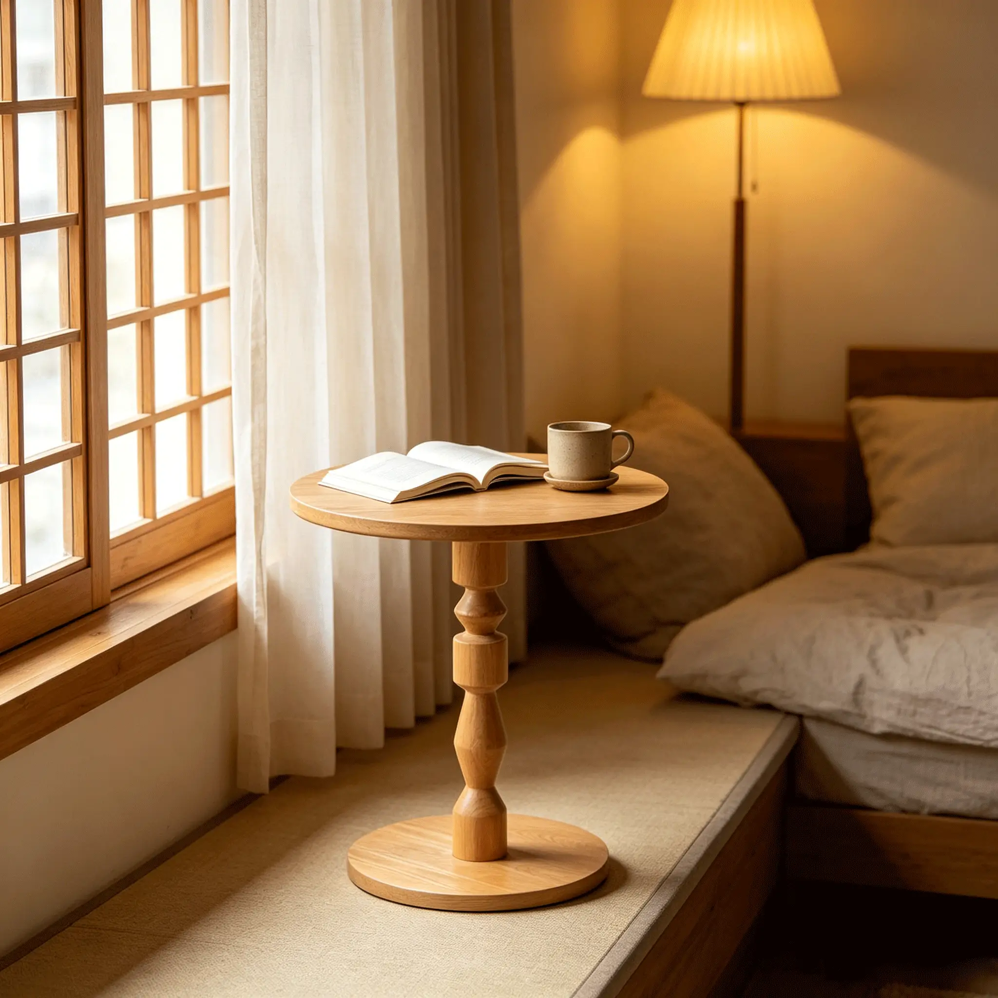Round Side Table with MDF Tabletop and Solid Wood Legs by HouseOfZazla