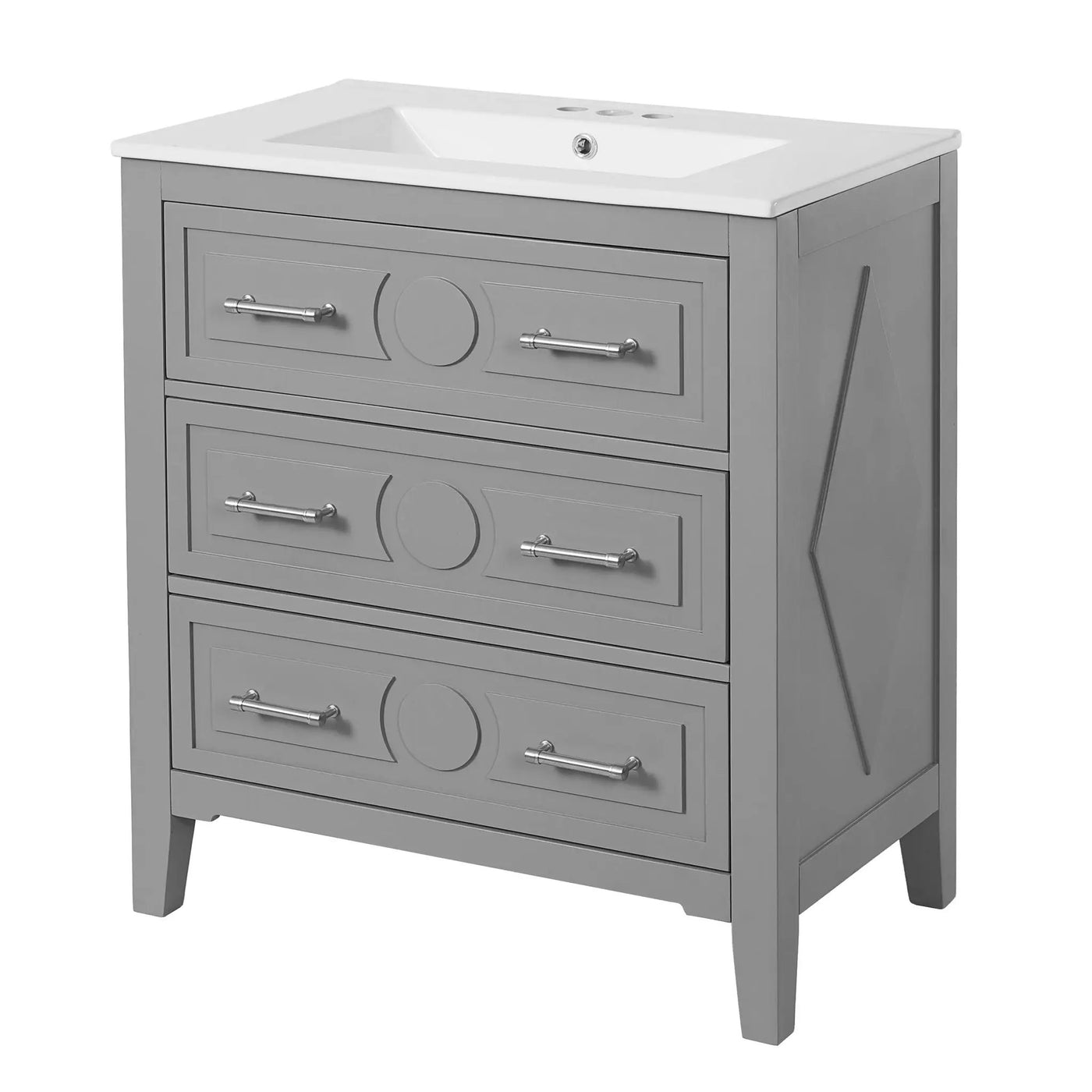 Retro Bathroom Vanity With Sink Combo, Free Standing Single Set With 3 Drawers by HouseOfZazla