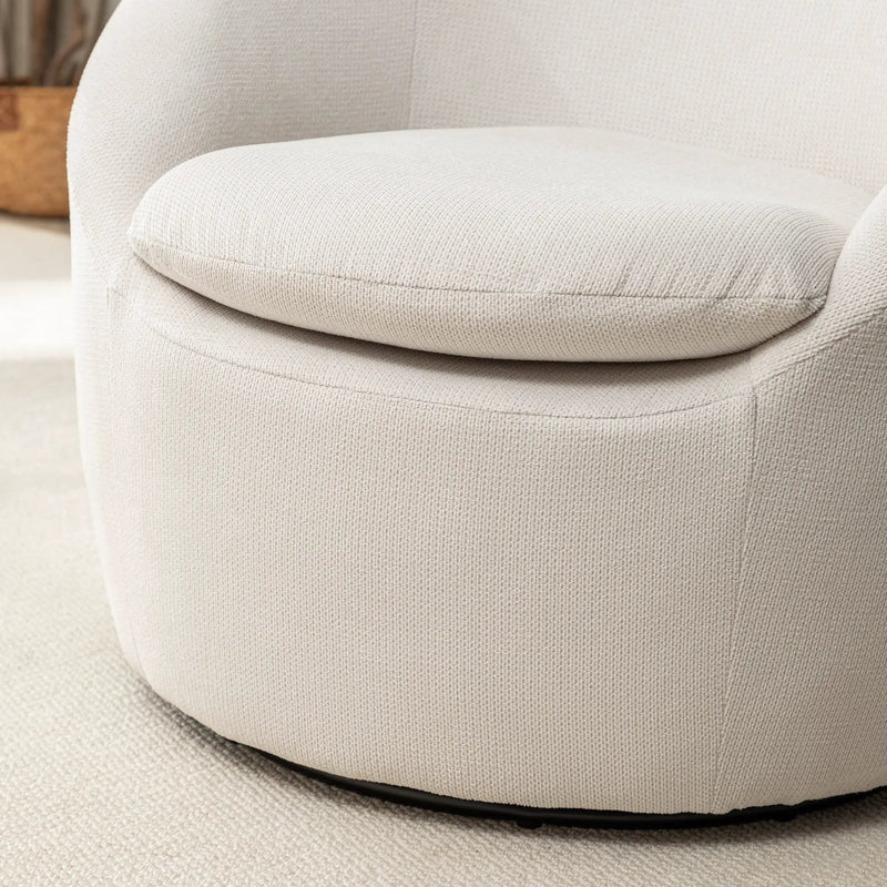 Winnie Modern Teddy Fabric Barrel Chair, 360° Swivel by HouseOfZazla