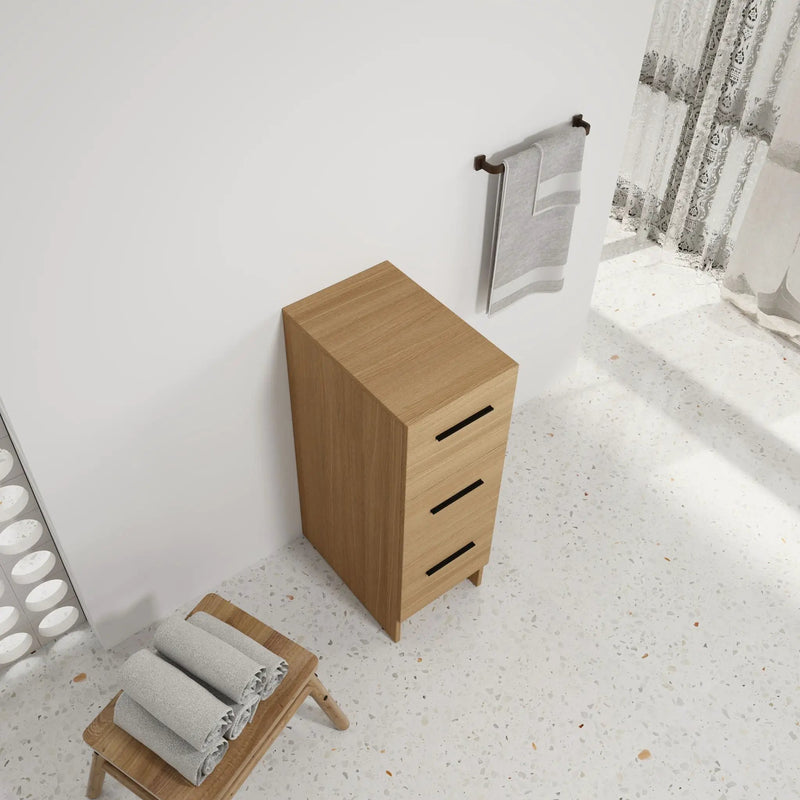 Slim Freestanding Bathroom Storage Cabinet, 3 Drawers - Light Oak by Unique Piece Furniture