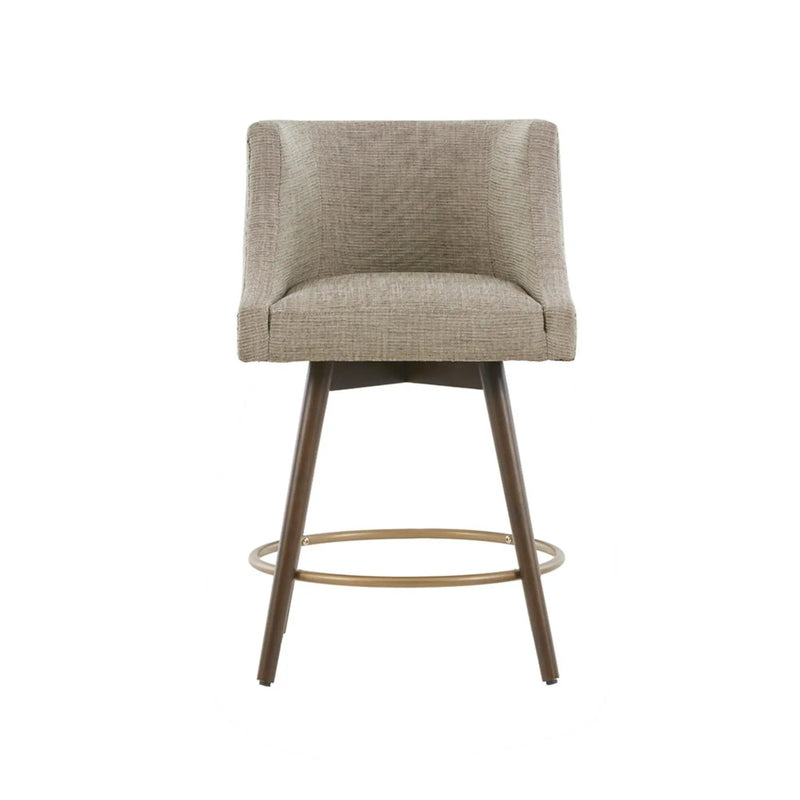 Swivel Counter Stool With Antique Bronze Detailing - Beige Multi by HouseOfZazla