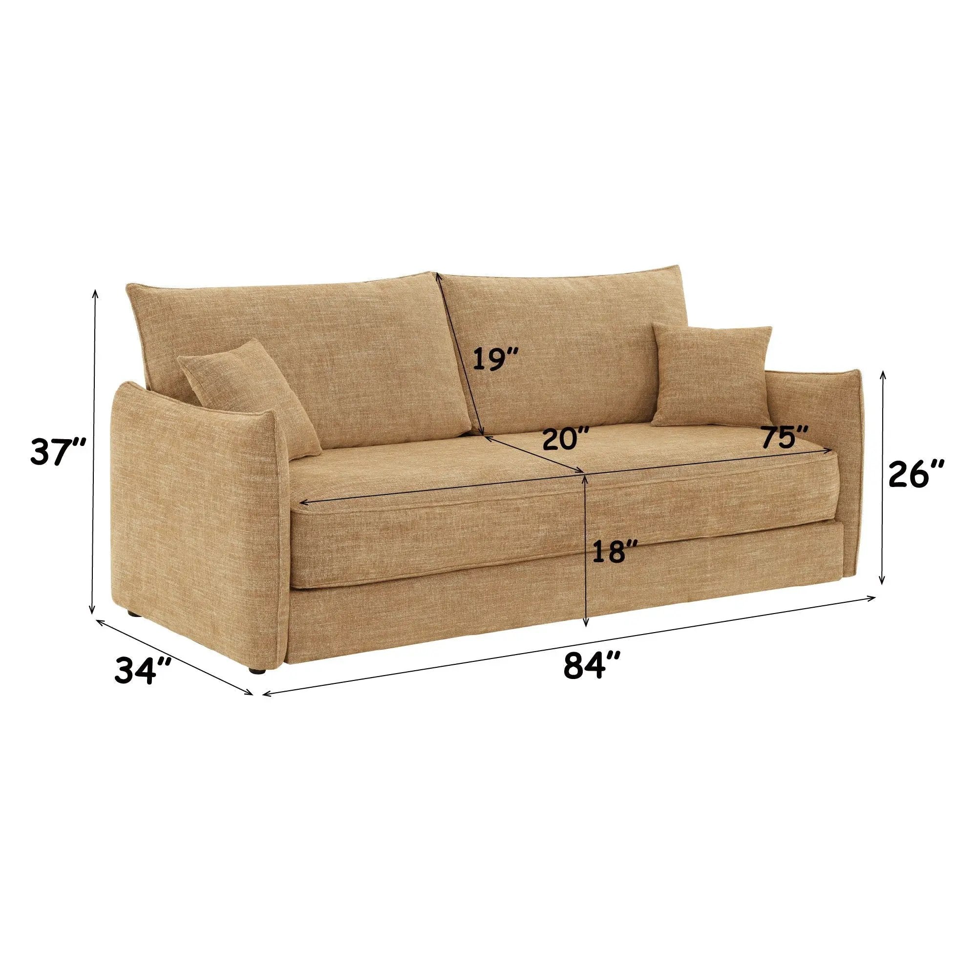 Cadie - Sofa With 2 Pillows - Mocha by HouseOfZazla