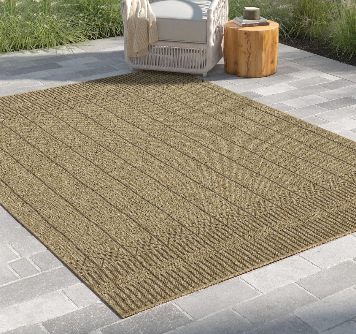 Light Brown Indoor / Outdoor Runner Rug with Flatweave - Jute Look, photo 2 of 8