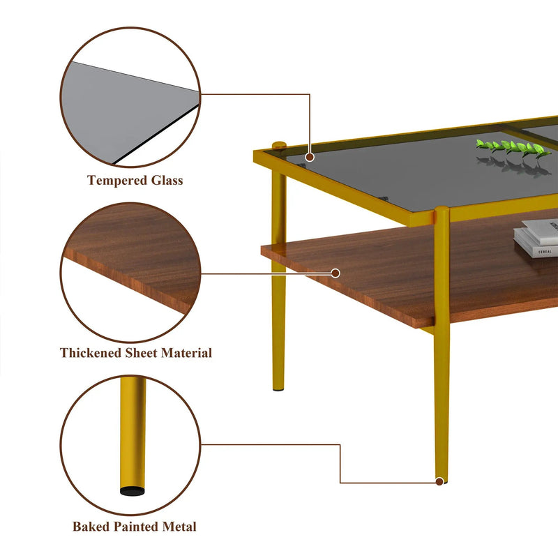 Rectangle Coffee Table With Tempered Glass Top And Legs, Modern Table For Living Room by Unique Piece Furniture