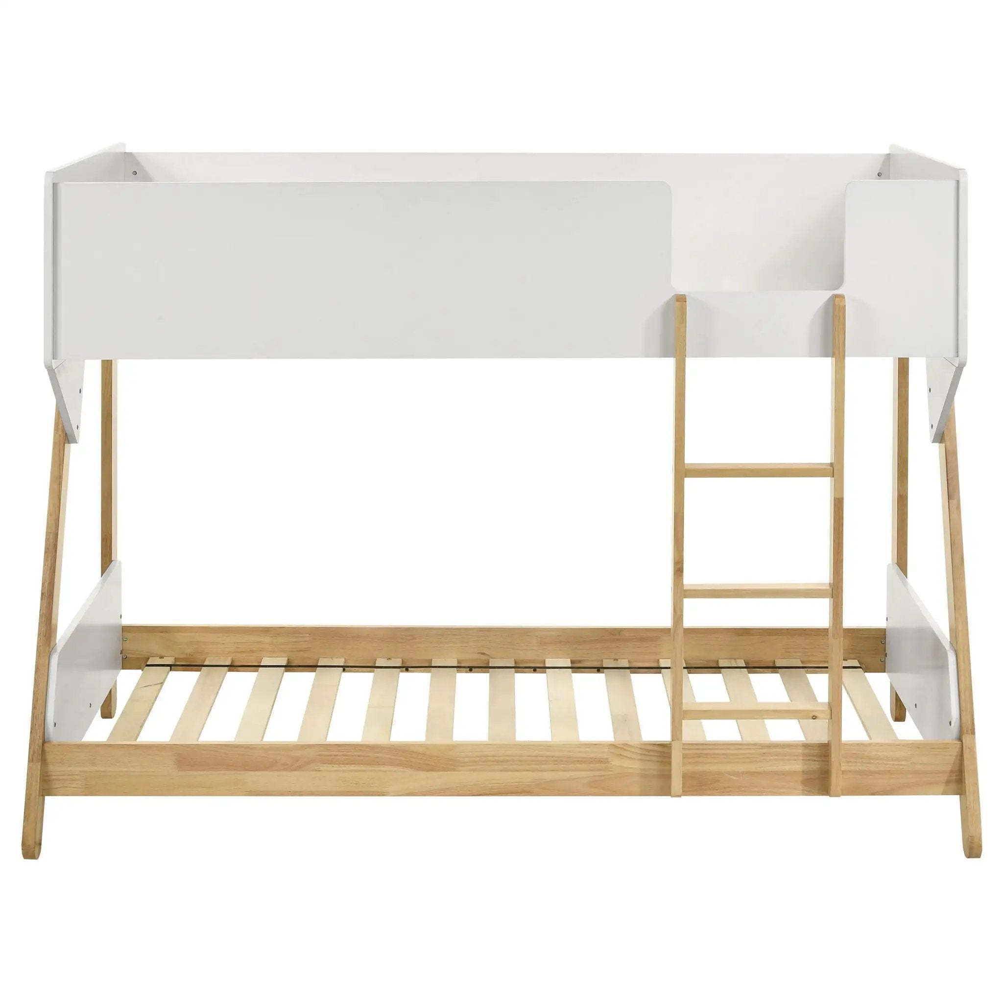 Wyatt Wood Twin Over Twin Bunk Bed White and Natural by Unique Piece Furniture